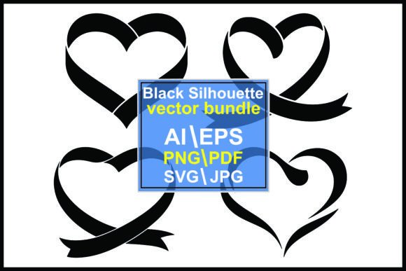 Download Silhouette Ribbon Hearts Vector Bundle - Hearts Collection