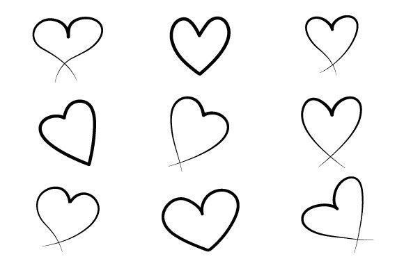 Download Set of Hearts Outline Vector Illustratio - Hearts Collection