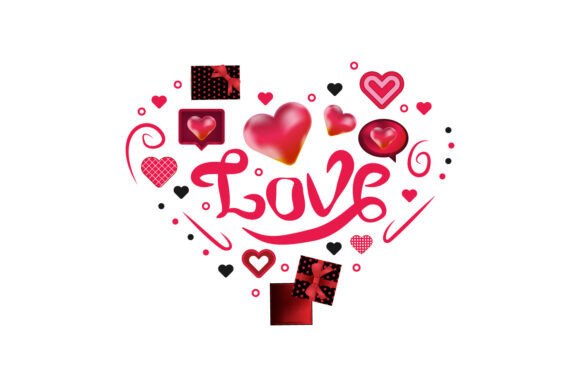 Download Love Typography with Symbol of Hearts - Hearts Collection