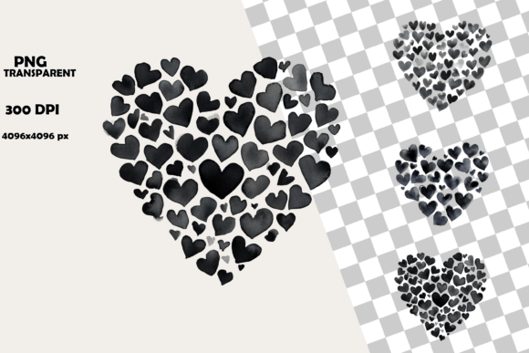 Download Dark Watercolor Hearts Valentine Clipart - Hearts Collection