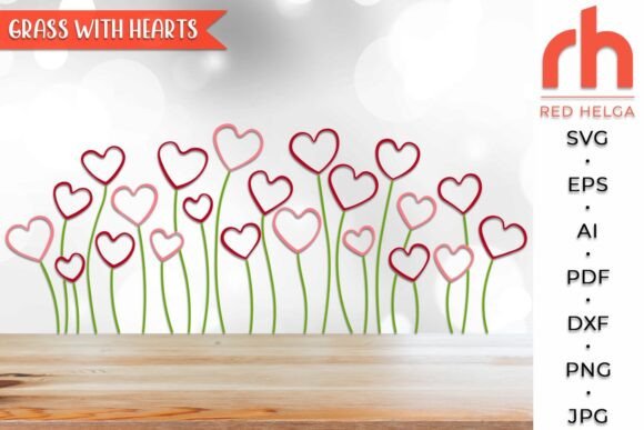 Download Grass with Hearts SVG, Border Hearts DXF - Hearts Collection