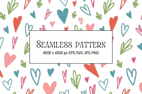 Download Pattern with Love Doodles and Hearts - Hearts Collection