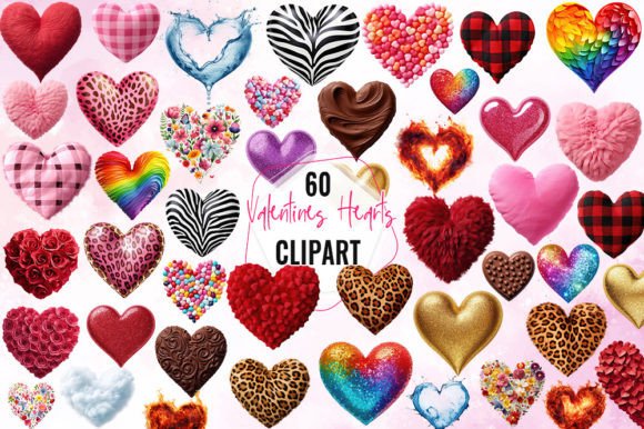 Download Valentine Hearts Sublimation Clipart - Hearts Collection