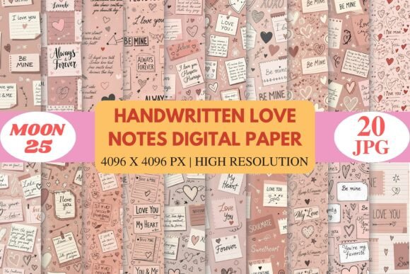 Download Handwritten Love Notes Digital Paper - Handwritten Collection