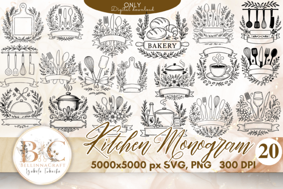 Download Kitchen Monogram Bundle SVG PNG - Premium Resources